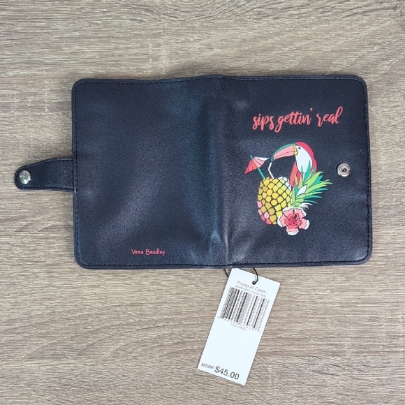 Vera Bradley Navy Blue Wallet with Tropical Toucan Design - Picture 4 of 5